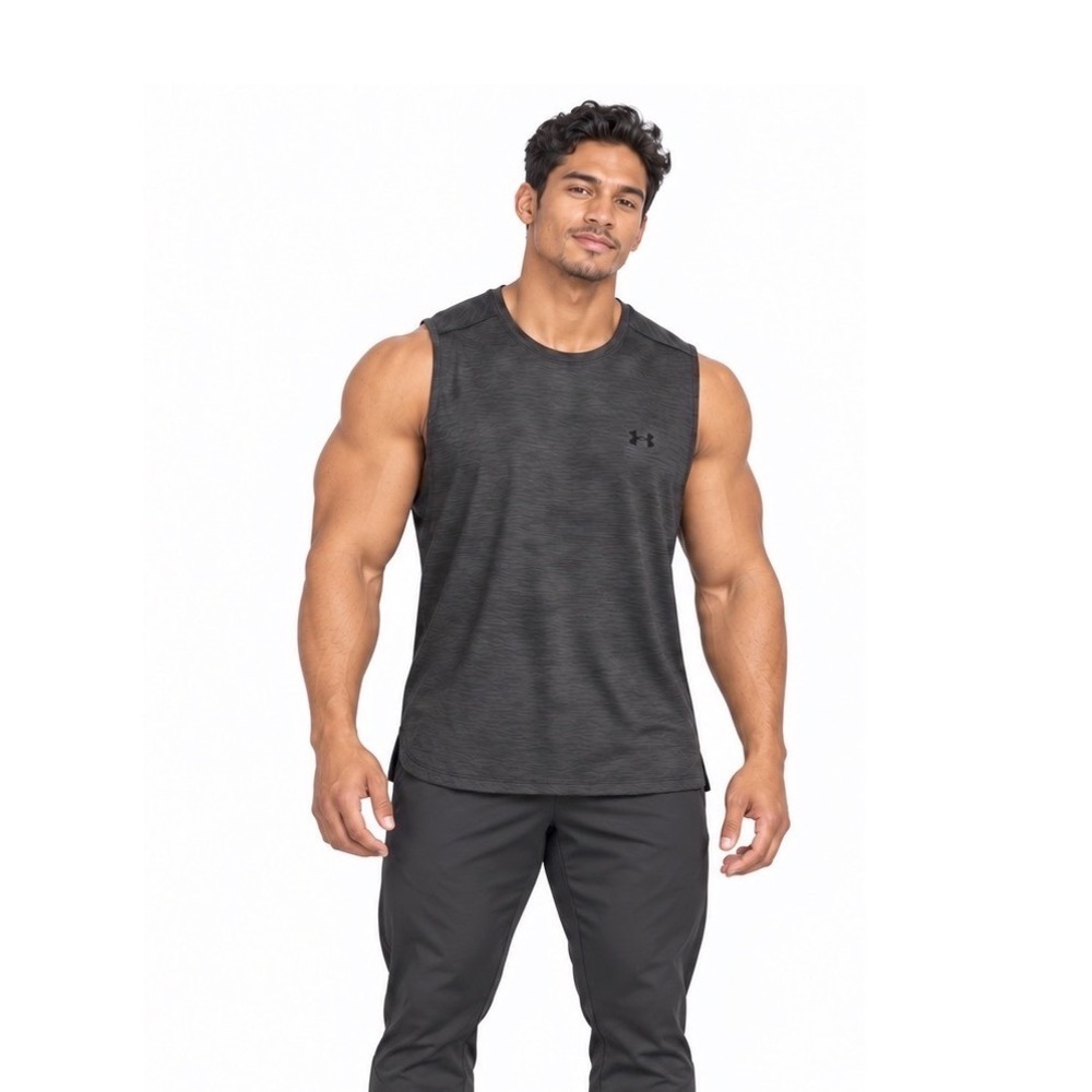 Under Armour Mens 2XL Sleeveless Training Shirt Charcoal Gray Loose Fit 110-62